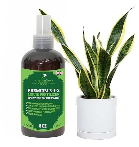 Proffesional Snake Plant Spray Fertilizer Mist for Home Gardening | 3-1-2 Gentle Blend Mist for Healthy Leaves & Growth | Essential Nutrients for Snake Plants - 8oz