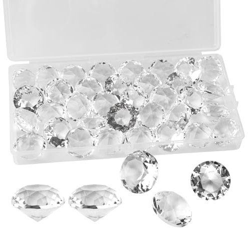 BigKego 30 pezzi di cristallo trasparente vetro diamante 20 mm decorazione diamante brillante cristallo trasparente decorazione decorazione decorazione per tavolo matrimonio decorazione