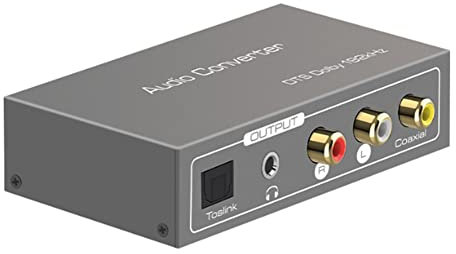 Pqahffowr 192 KHz multifunktionell ljudkonverterare, för AUX ljudkoaxialadapter till SPDIF optisk ARC Toslink koaxial 3,5 mm uttag