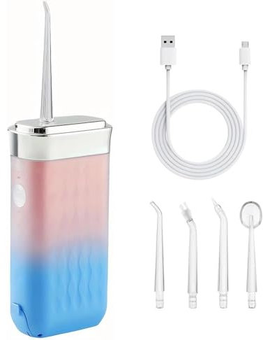 Idropulsore senza fili per adulti - Irrigatore orale portatile con 3 modalità, 4 punte a getto e IPX7, detergente per denti da viaggio, compatto per ortodontia, impianti e cure dentali