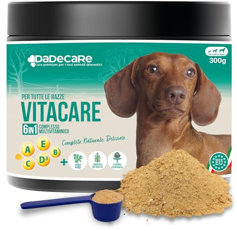 Vitacare - Integratore multivitaminico 300g in polvere per cani e gatti | Vitamine naturali con alghe, lievito di birra, cardo mariano, complesso A -D3 - E - C - B | Rinforzo immun