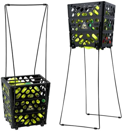 OLE ANDIGO Tennis Ball Hopper with Wheels, 60-Ball Rolling Basket