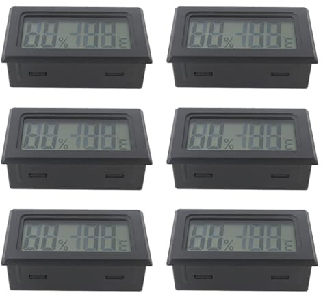 Bryzantine 6 Pack Mini Small Hygrometer Thermometer - Digital Hygrometer Gauge Monitor Temperature Humidity Meter Indoor Humidity Temperature Gauge for Greenhouse Home Kitchen