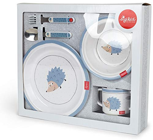 sigikid 24981 Melamin Set, Igel Mädchen und Jungen empfohlen ab 36 Monate blau