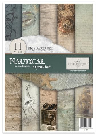 ITD Collection - Reispapier Kreativset A4 Decoupage Rice Paper Sheet 29,7 x 21 cm Serviettentechnik Mehrfarben (Nautical Expedition, RP039)