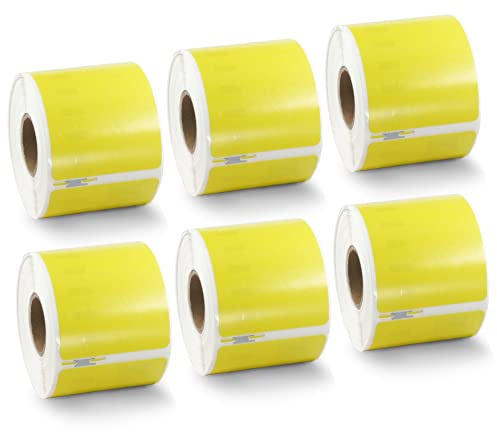 BETCKEY - 6 Rollos Grandes 99014 Etiquetas de Color(Amarillo) Compatible con DYMO S0722430, 54mm x 101mm, 1440 Etiquetas de Envío para LabelWriter 450, 4XL, No se aplica 550 o 5XL