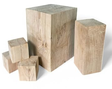 Bloques de Roble, Bloques de Madera Maciza de 15x15x...cm, columnas de Roble tratadas, Bloques Decorativos de Madera, Soporte de Flores, Natural, rústico, Hecho a Mano, Artesanal (15x15x75cm)