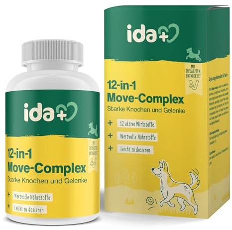ida+ - 12-in-1 Move Complex Gelenkpulver für Hunde - Mit Tierärzten entwickelt - Grünlippmuschel, MSM, Omega-3 & Teufelskralle unterstützen Hunde-Gelenke - Hohe Akzeptanz beim Hund - 160 g
