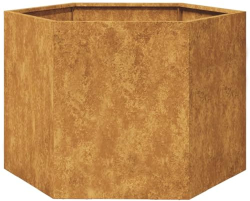 vidaXL Jardinera Hexagonal Acero Oxidado 69x60x45 cm, Jardinera de Flores, Jardinera de Patio, macetero, Jardinera de Exterior, Jardinera de jardín