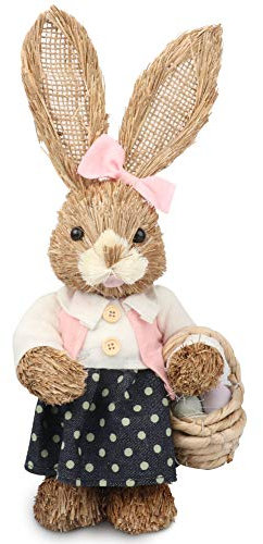 Itonash Easter Bunny Standing Bunny Standing Straw Rabbit Easter Simulation Rabbit for Easter Home Decor Easter Gift (Colorful)