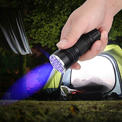 ZAICOLER Lampe de Poche UV, Lumière UV pour Pipi de Chat, 21 LED, Lampe de Poche Ultraviolette, Mini Lampe Torche, Détecteur de Lumière d'urine pour Chien et Chat (sans Sangle de Queue)