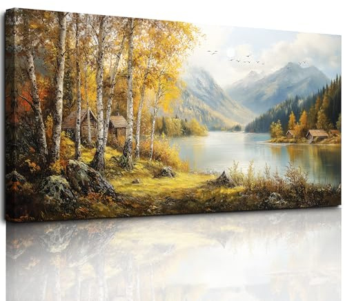 MHARTK66 Cuadros Decoracion Salon Modernos, 50x100 cm Grandes Laminas Decorativas Pared Dormitorios, Lienzos Decorativos Pared Ribera Rural, Wall Art Comedor Pasillo Baño Oficina
