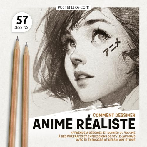 Comment Dessiner Anime Réaliste: Apprends à Dessiner et Donner du Volume à des Portraits et Expressions de Style Japonais avec 57 Exercices de Dessin Artistique