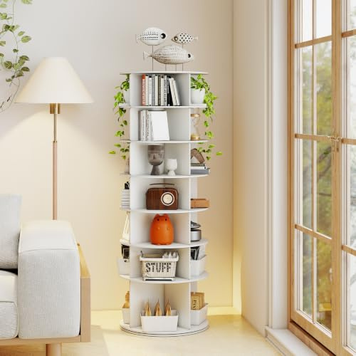 uyoyous Armario de zapatos de 7 niveles giratorio de 360 grados | organizador de estante de zapatos lazy susan para dormitorio, sala de estar, entrada, blanco
