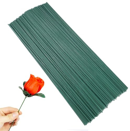 160 Stück Blumendraht Grün, 30cm Länge Floristendraht Blumenstamm Draht Grün, 2mm Durchmesser Blumenstäle, Floristikdraht für Blumenarrangements, DIY Blumenbouquets, Handwerk, Kranz, Blumenstrauß