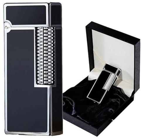 AYNSIX Portable Narrow Flip Kerosene Lighter, Metal Material,Liquid Refillable,for Collection-Decoration-Men's and Women's Gifts(Silver)