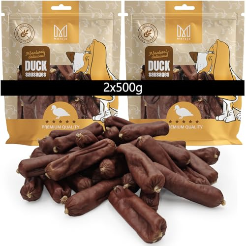 MERSJO snack premium pour chiens, saucisse d'oie, 2 x 500 g, sans gluten, 90% de viande d'oie, snacks naturels pour chiens