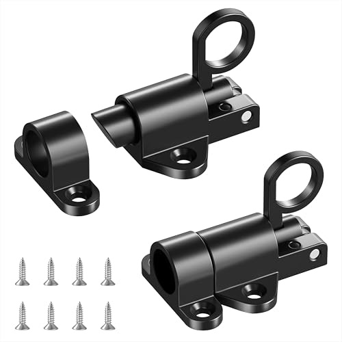Chiavistello a Molla 2 Pezzi Rimbalzo Serratura Porta Automatico Chiusura a Molla per Bullone Della Porta con Viti per Finestre, Porte in Legno, Porte da Cortile, Ante Armadietti (Nero)