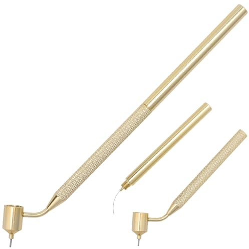 GORGECRAFT Pennarello Scrittura Fluida Inclinata da 0.4mm Applicatore Pittura A Linee Sottili Pennarello Ritocchi di Precisione in Alluminio Dorato Disegnare Linee Riparare Graffi Scheggiature.