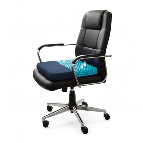 Casabella Gel Seat Cushion for Back Pain Relief - Honeycomb Orthopaedic Cushion for Sciatica & Coccyx Pain - Non-Slip, Breathable Office Chair & Car Seat Cushion for Long Sitting, Wheelchair Aqua Blue