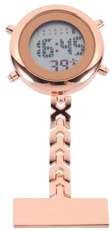 CLISPEED Reloj Pin de Solapa para Enfermera en Aleación Dorada Pantalla Digital, Diseño Cómodo y Funcional para Uso Médico Diario