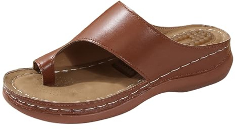 Générique Chaussures Orthopédiques Chaussons Femme Sandales Femmes Été Confortables Mules En Cuir Vintage Plateforme Compensées Pantoufles Premium Orthopédiques Chaussons De Plage D'été Taille