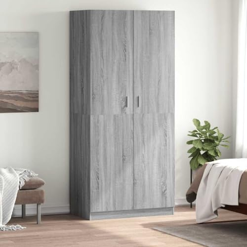 Cartvyn garderob grå Sonoma av trämaterial 90 x 52 x 200 cm med robust ram, stort förvaringsutrymme och klädstång, perfekt för sovrum, garderob och walk-in garderob