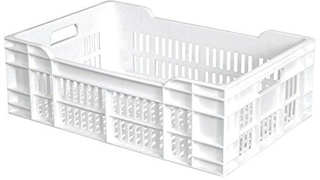 Caisse ajourée empilable en PEHD 600 x 400 mm - Capacité : 40 L - Blanc