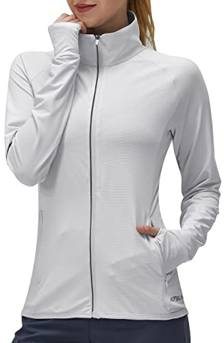 KPSUN Sonnenschutzkleidung für Damen, LSF 50+, langärmlig, für Outdoor-Aktivitäten, grau, M