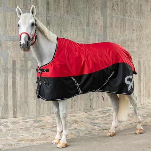 SUNRIDE Winterdecke 250g für Pferde (Helsinki) - reflektierend, 1200D Ripstop - optionales Halsteil - mit Unterdecken kombinierbar (135cm, rot)