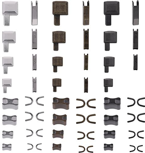 Lusofie 60 Stück robustes Metall-Reißverschluss-Reparatur-Set - Fixieren und Ersetzen von Stops, Schiebern und Stiften | Universal-Reißverschluss-Ersatzteile
