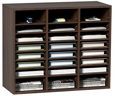 VEVOR Briefablage 24 Fächer Organizer aus MDF, Dokumentenablage Vintage Braun 737 x 305 x 620 mm, Ablagefächer Desktop-Aktenhalter Dokumentenlager, Dokumentenhalter zu Hause, im Büro, im Klassen usw.