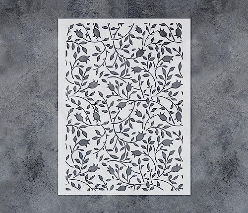 GSS Designs Large Vine Leaf Stencils 12x16Inch Reusable Flower Stencil for Painting on Wood Canvas Paper Fabric Floor Wall Botanical Stencils for Walls