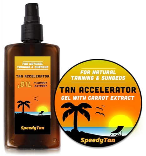 SpeedyTan Gel + olio Premium Acceleratore di abbronzatura - Per uso sui lettini solari e abbronzatura naturale - Acceleratore di abbronzatura naturale con olio abbronzante alla carota - Marchio con se