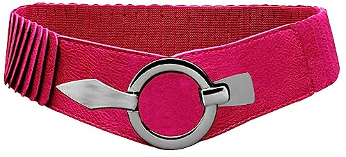 Glamexx24 elastiskt midjebälte för kvinnor 6 cm brett höftbälte med silverring, Rosauni, Taillenweite 75cm-110cm