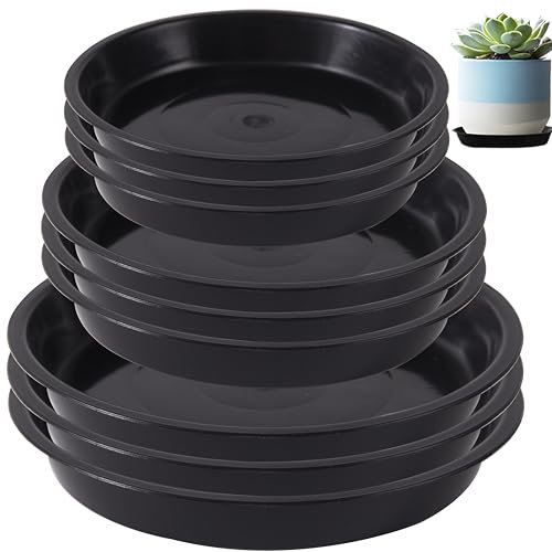 Luxiremi Lot de 9 soucoupes noires étanches pour pots de fleurs d'intérieur et d'extérieur (14 cm/18 cm/21 cm)