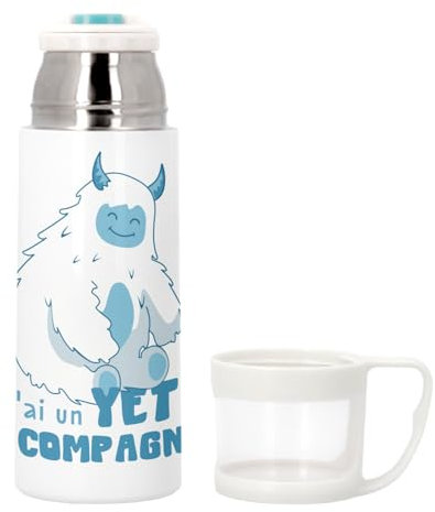 Thermoskanne aus Edelstahl mit integrierter Tasse – Yeti de Compagnie Animal Mythos Film Rêve – 350 ml – Thermosflasche