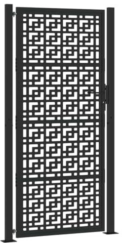 vidaXL Puerta de jardín diseño en cruz de acero negra 105x205 cm, puerta de cerca, puerta exterior, puerta de metal, puerta de seguridad