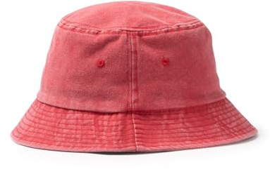 KINKIES Gorro Bob 100% Algodón - Sombrero Moda Jeans Desgastado Estilo Pescador con Colores Frescos y Unisex (FR/ES, Números, 59, Rojo)