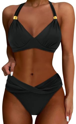 Generisch Ensemble de maillot de bain 2 pièces pour femme Push Up Bikini Set Maillot de bain 2025, or, M