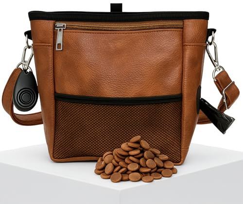 OtterPets Large Dog Treat Pouch PU Leather with Clicker, Magnetic Clasp, Fits All Phones, 4 Cups, Hands-Free Pouches for Dog Training Treat Pouch, Built in Poop Bag Holder