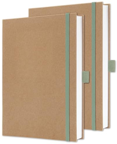 Sigel JN841 Anteckningsbok A5 blank, 2 stycken, starkare 100 g papper, presentbok, Jolie, inbunden av kraftpapper, 192 sidor, ren mynta, mintgrön, vegansk, tillverkad av hållbart papper