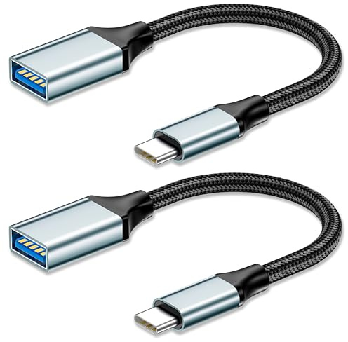 USB C till USB-adapter 2-pack, USB 3.2 till typ C-adapter, OTG-kabel USB C hona till USB hane-adapter Kompatibel med iPhone 17 16 15 Pro, MacBook/iPad Air/Pro 2022, Galaxy S25 S24 och fler Type