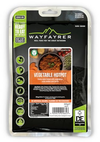 Wayfayrer Camping Food 300g Ready to Eat, Hot or Cold, Meal Pouch | Duke of Edinburgh Recommended Kit | Camping, Hiking, Fishing and Outdoor Adventures (Vegetable Hotpot)