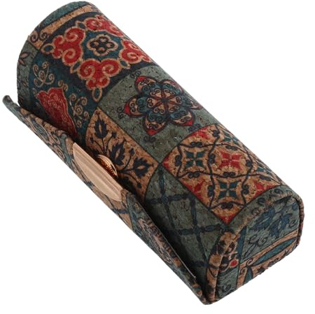 Angoily Étui à Rouge à Lèvres Trousse Portable Élégante en Liège à Motif Floral Vintage avec Miroir, Design Anti-Rayures pour Paquet à Main et Bureau