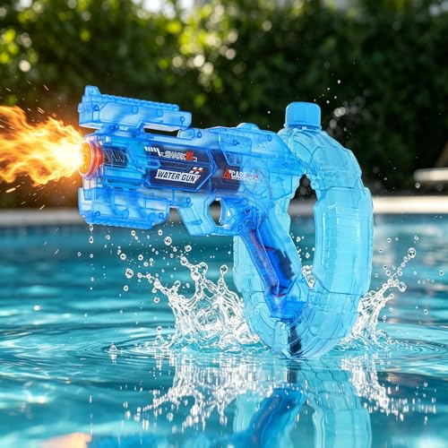 Gkstly Pistola de Agua Eléctrica para Niños y Adultos Recargable Pistola de Agua Automática con Luces LED y Efectos de Sonido Electric Water Gun Juguete de Verano para Piscina Playa y Fiestas