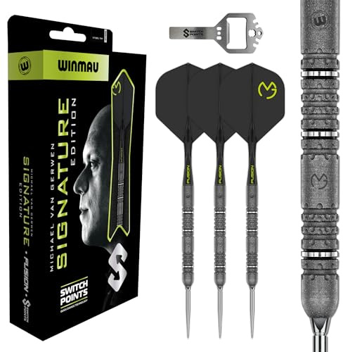 WINMAU Michael van Gerwen 90% Tungsten 23g Darts Set - Standard or Switch Points