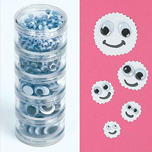 Baker Ross Occhi mobili bianchi e neri autoadesivi per bambini (barattolino)