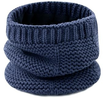 XIAOHAWANG Baby Winter Scarf Warm Kids Thick Knit Scarves Plush Lining Double Layered Toddler Neckerchiefs Lovely (D-navy)