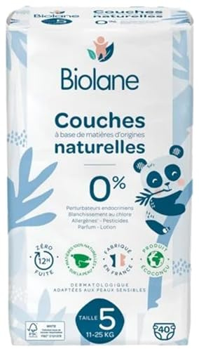 Couches bébé écologiques Taille 5 - 40 couches - Biolane